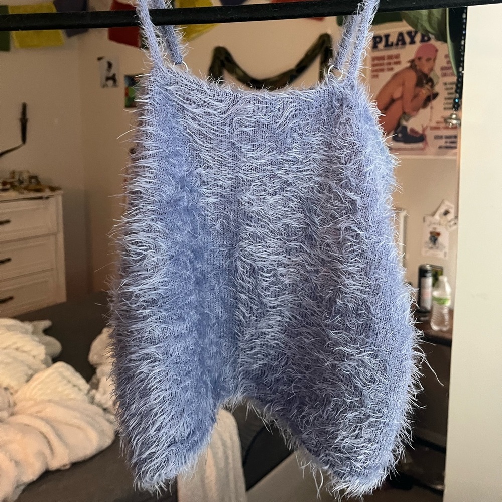 Shaggy Crop Top | SOFT comfy whimsy furry thrifted purple top
